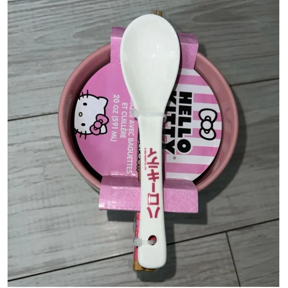 Hello Kitty By Sanrio Ceramic Noodles Bowl with Chopsticks & Spoon 20oz BrandNew